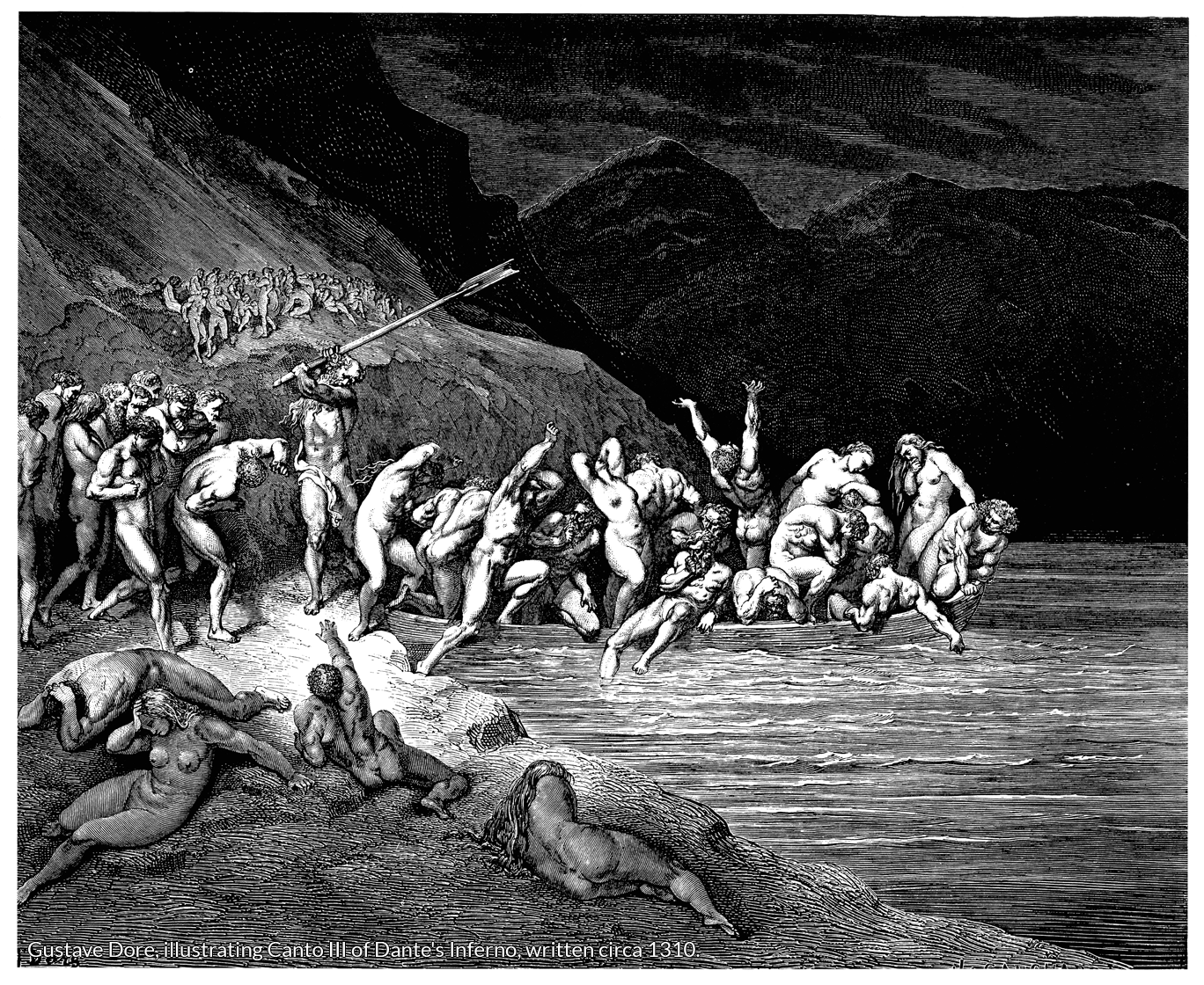 Gustave Dore, illustrating Canto III of Dante's Inferno, written circa 1310.