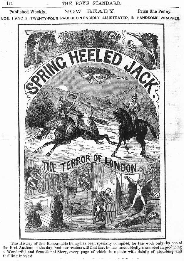Ad for a Spring Heeled Jack penny dreadful - January 8th, 1886