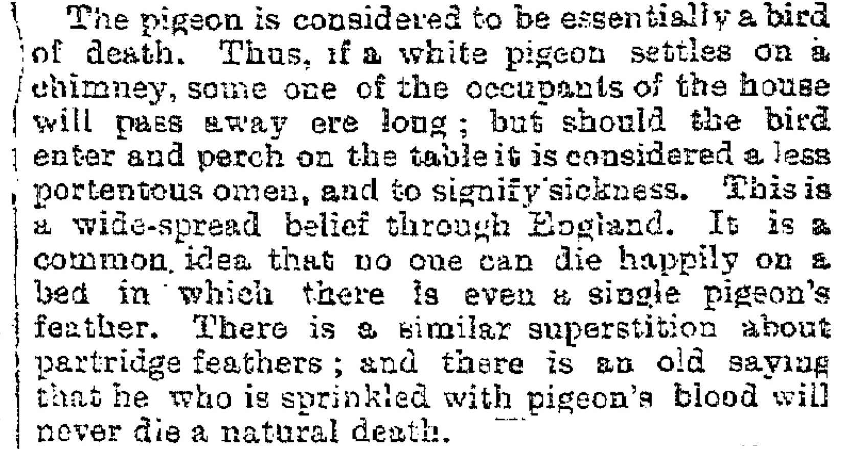 The Folk-Lore of British Birds, The Belfast News-Letter (Belfast, Ireland), Thursday, January 6, 1887; Issue 22318.