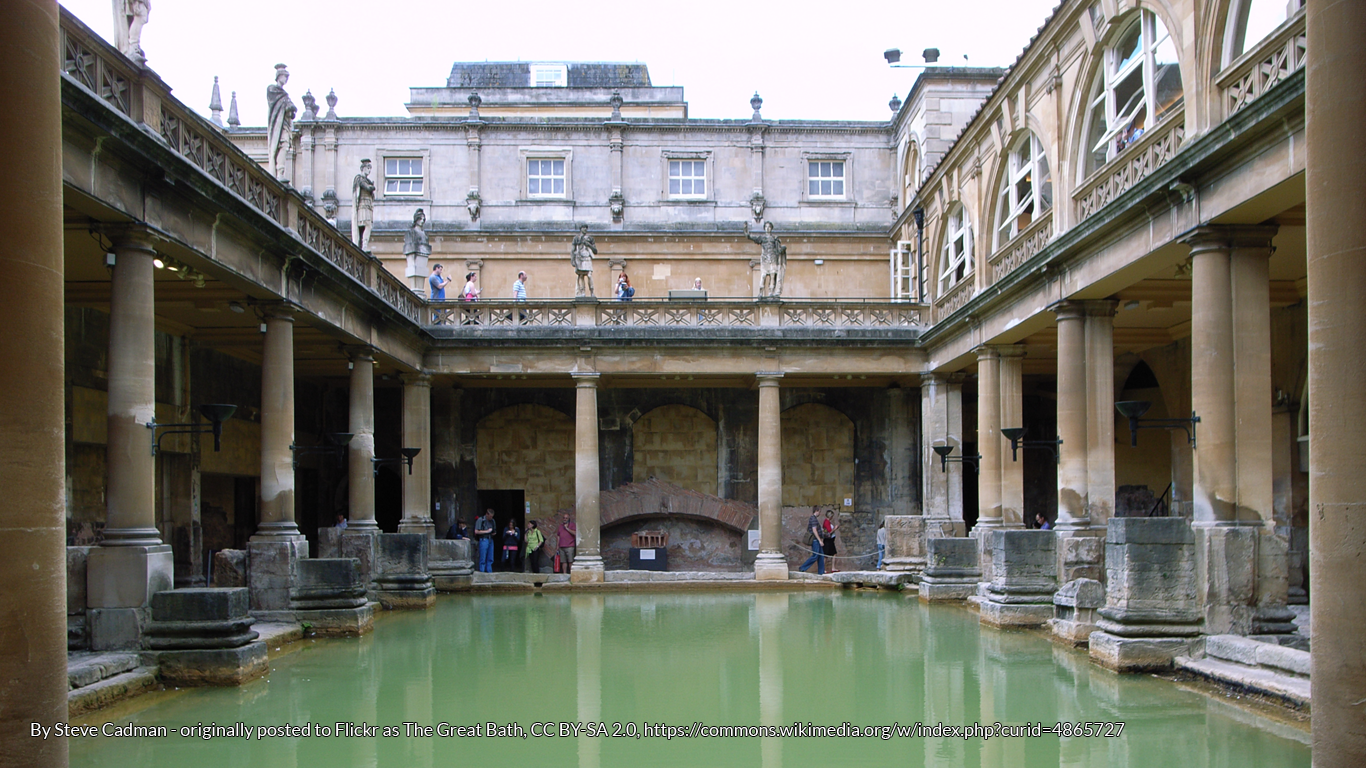 The Great Bath, Roman Baths, originally 1st-3rd century AD, with late 19th century superstructure by John McKean Brydon.