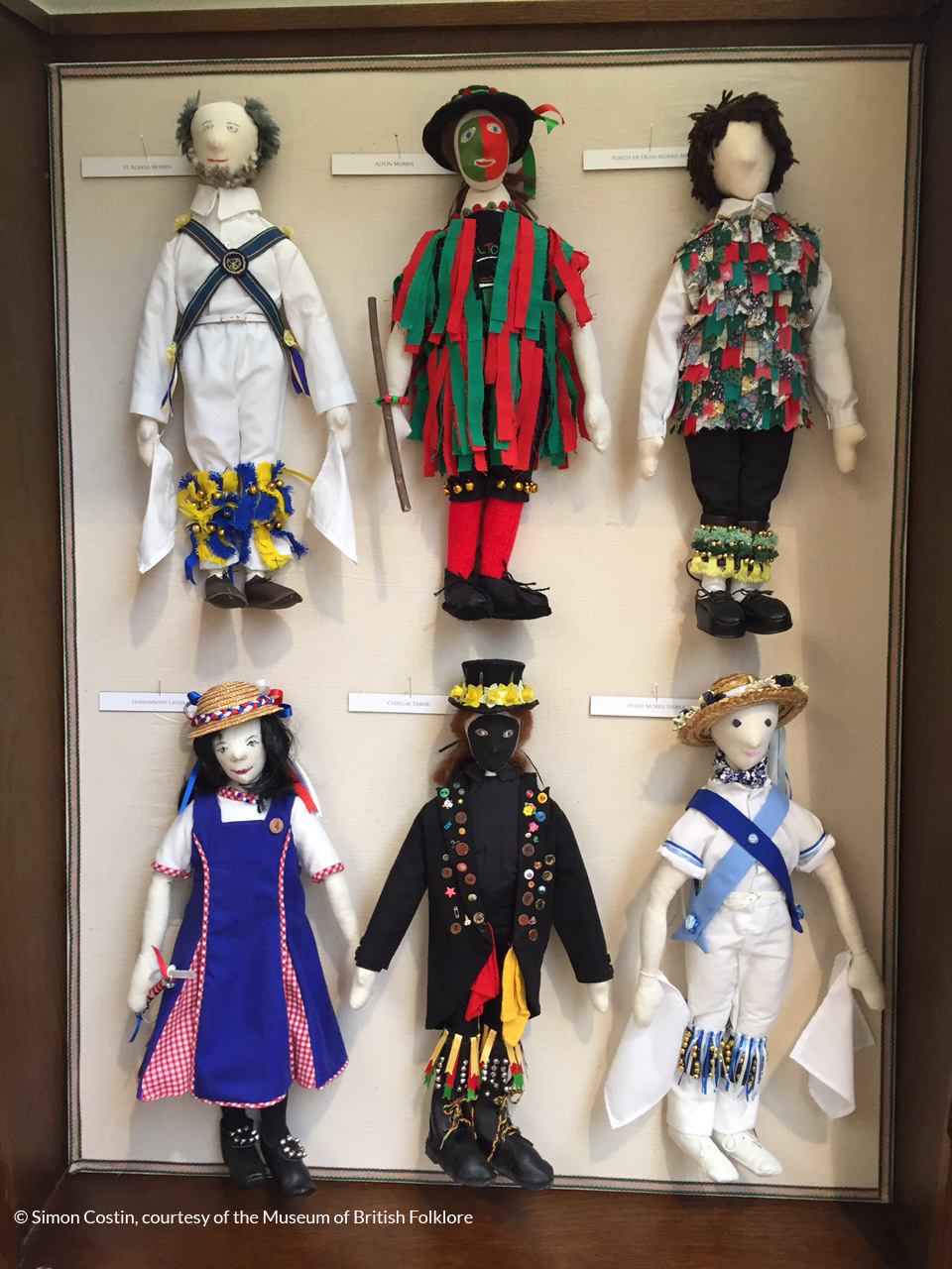 Installation view of Morris Folk figures, shown at Weald and Downland © 2016 Simon Costin, courtesy of the Museum of British Folklore.