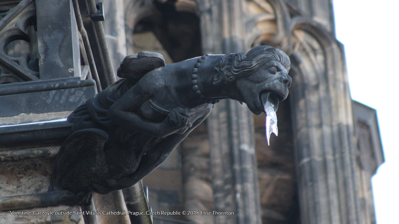 ‘Vomiting’ Gargoyle outside Saint Vitus's Cathedral, Prague, Czech Republic
