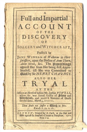 Pamphlet from the witch trial of Jane Wenham