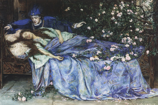 "Sleeping Beauty", by Henry Meynell Rheam https://en.wikipedia.org/wiki/Sleeping_Beauty#/media/File:Henry_Meynell_Rheam_-_Sleeping_Beauty.jpg