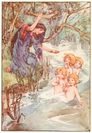 The Children of Lir, Illustration by Helen Stratton in A Book of Myths by Jean Lang, 1915