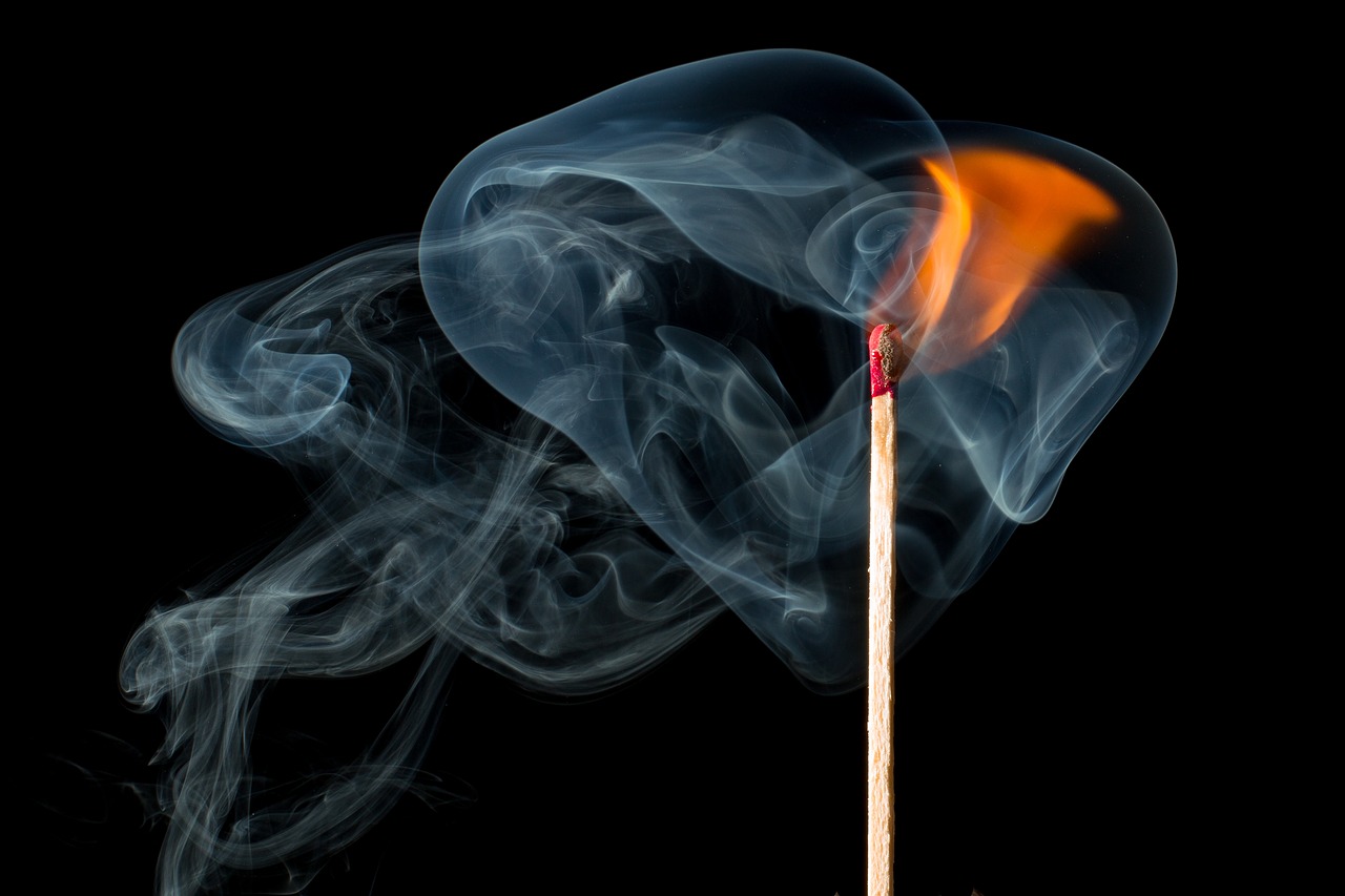 Three strikes on a match https://pixabay.com/en/fire-smoke-smoke-fire-match-burn-1899824/