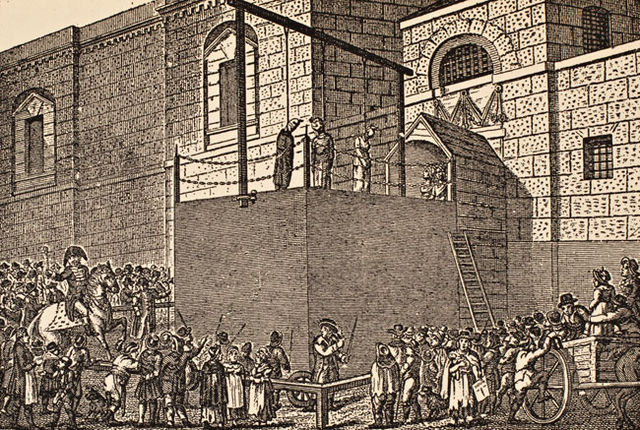 A hanging outside Newgate Prison https://commons.wikimedia.org/wiki/File:Hangin_outside_Newgate_Prison.jpg