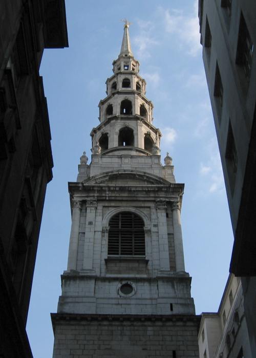 Photograph of St. Bride's Church steeple