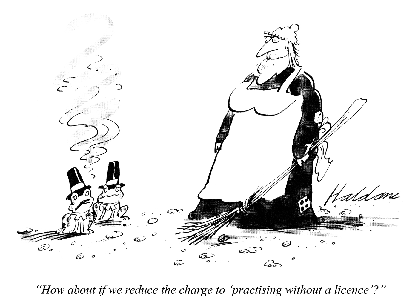 “How about if we reduce the charge to ‘practising without a licence’?” © Punch Ltd