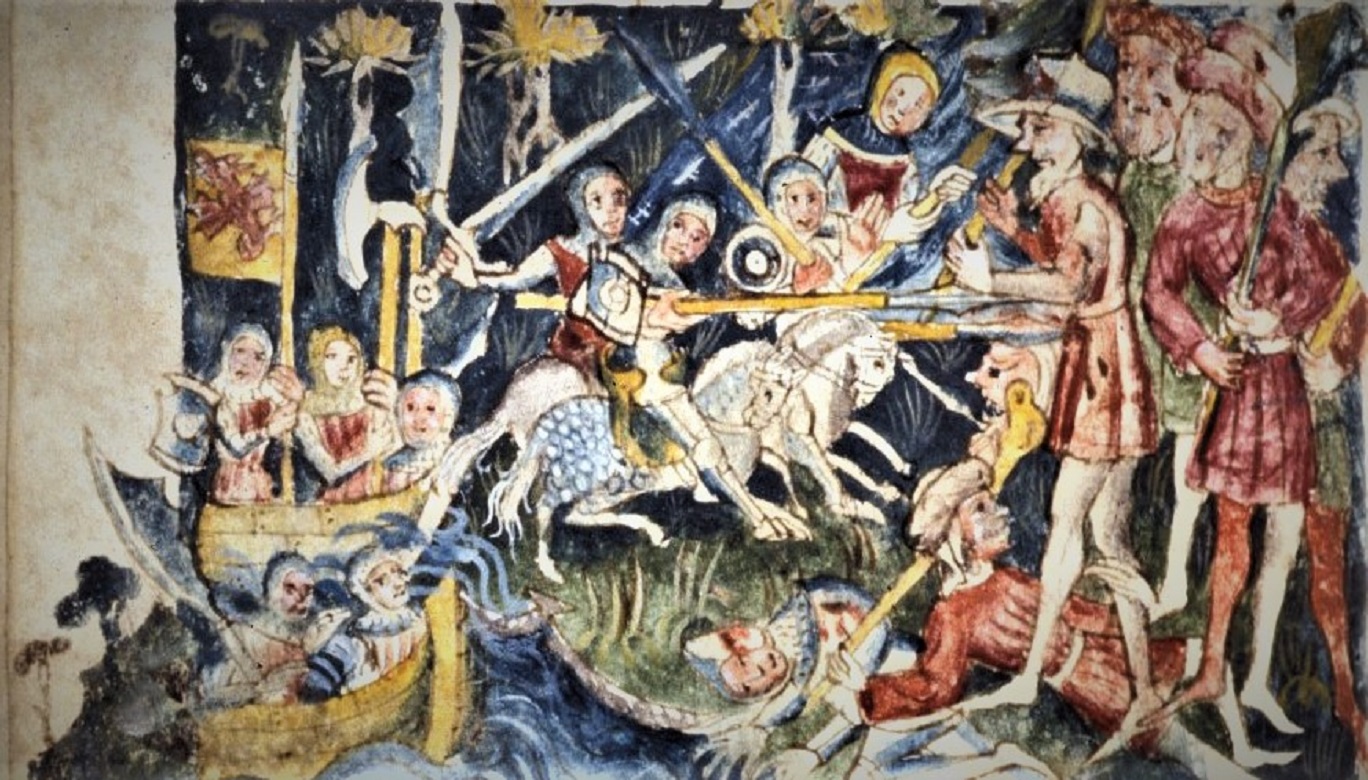 Brutus Attacks Gogmagog and the Giants of Albion https://commons.wikimedia.org/wiki/File%3AHarley1808-f030-Brutus.jpg
