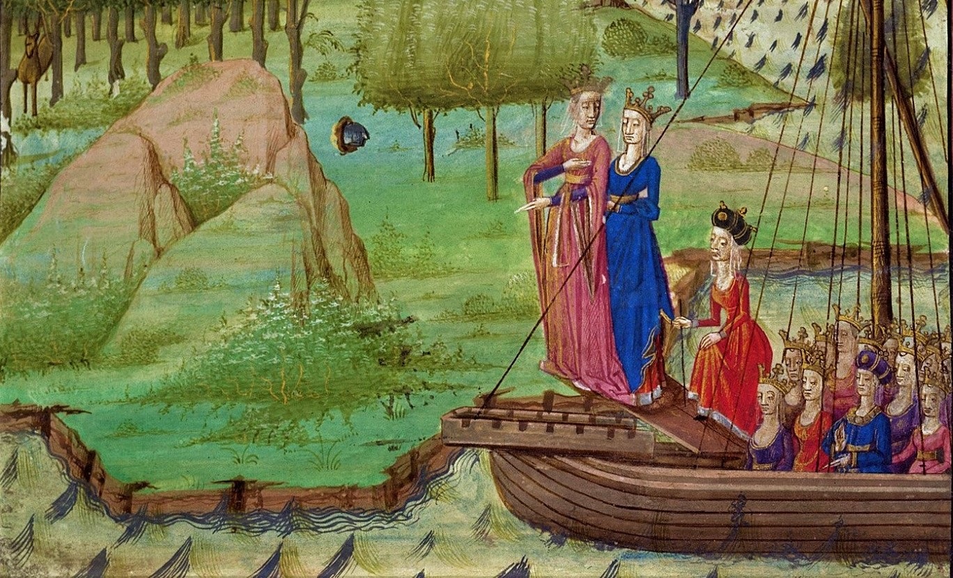 Albina and her Sisters disembarking from a boat