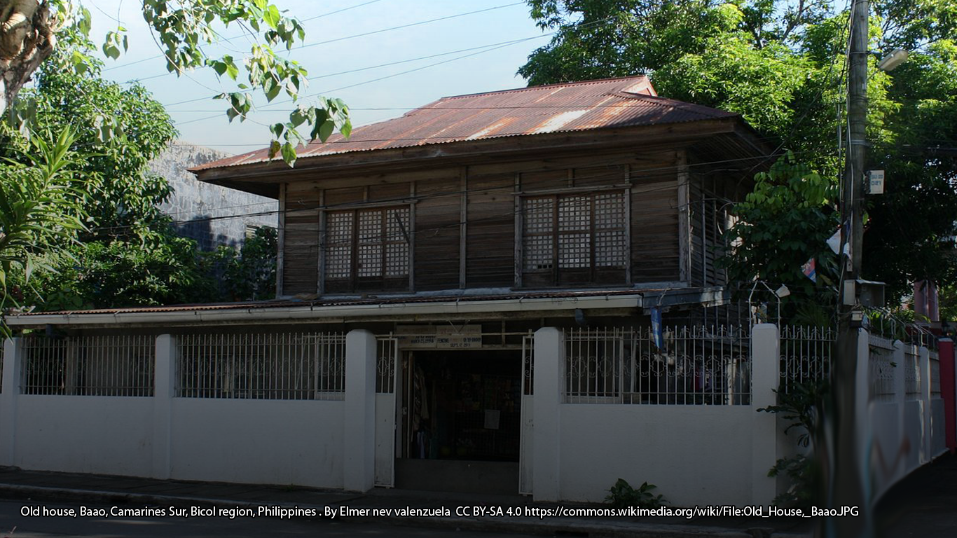 Old house, Baao, Camarines Sur, Bicol region, Philippines . By Elmer nev valenzuela  CC BY-SA 4.0 https://commons.wikimedia.org/wiki/File:Old_House,_Baao.JPG