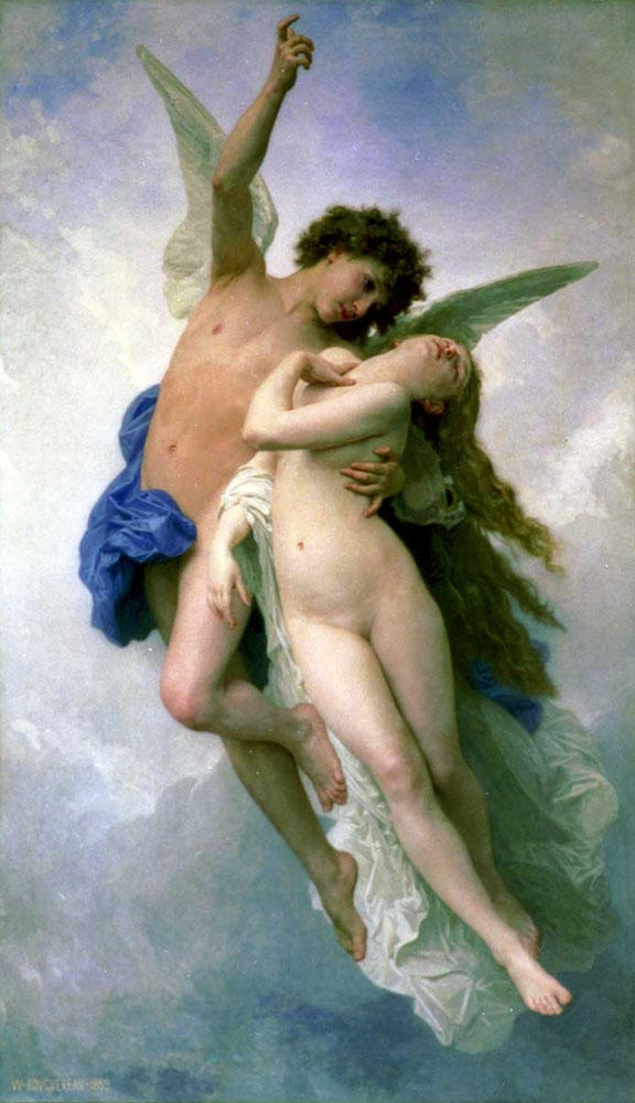 Cupid and Psyche, or in this case, Psyche et L’Amour, by William-Adolphe Bouguereau (1889). Source https://en.wikipedia.org/wiki/File:Psyche_et_LAmour.jpg