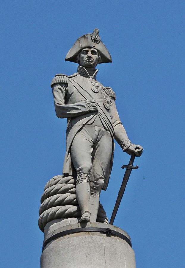 Admiral Nelson atop Trafalgar Square in London. By Beata, CC BY-SA 3.0 https://commons.wikimedia.org/w/index.php?curid=20038655