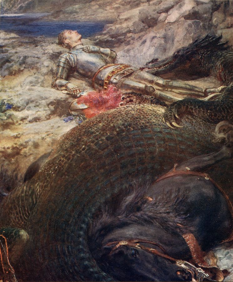 St. George and the Dragon by Briton Rivière - Daily Telegraph, King Albert's Book (London, 1914), page 56. Scanned by Dave Pape., Public Domain, https://commons.wikimedia.org/w/index.php?curid=2901957