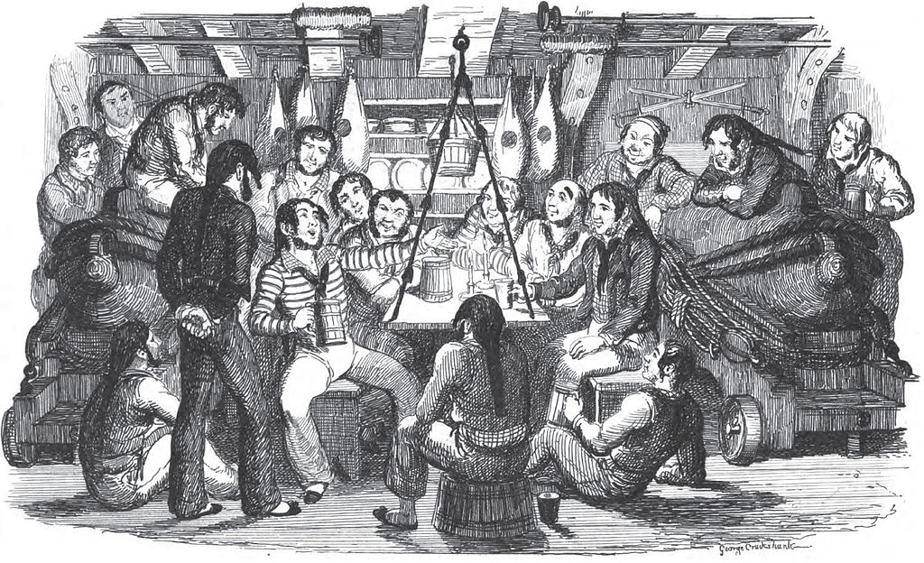 Saturday Night at Sea, by Thomas Dibdin,from "Songs, naval and national, of the late Charles Dibdin; with a memoir and addenda." Public Domain https://commons.wikimedia.org/w/index.php?curid=7648354