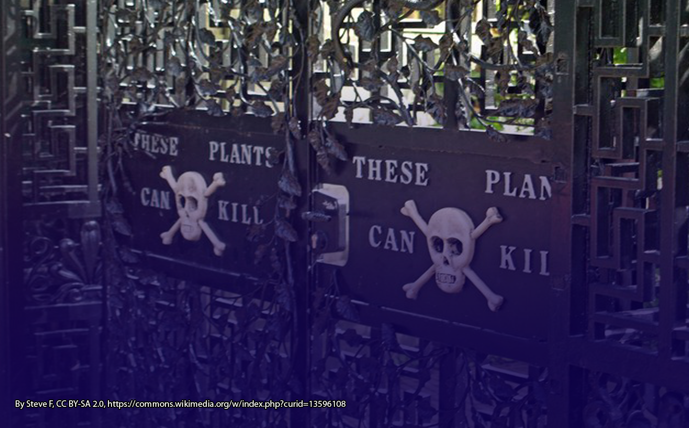 Poison Garden gate Alnwick. By Steve F, CC BY-SA 2.0, https://commons.wikimedia.org/w/index.php?curid=13596108