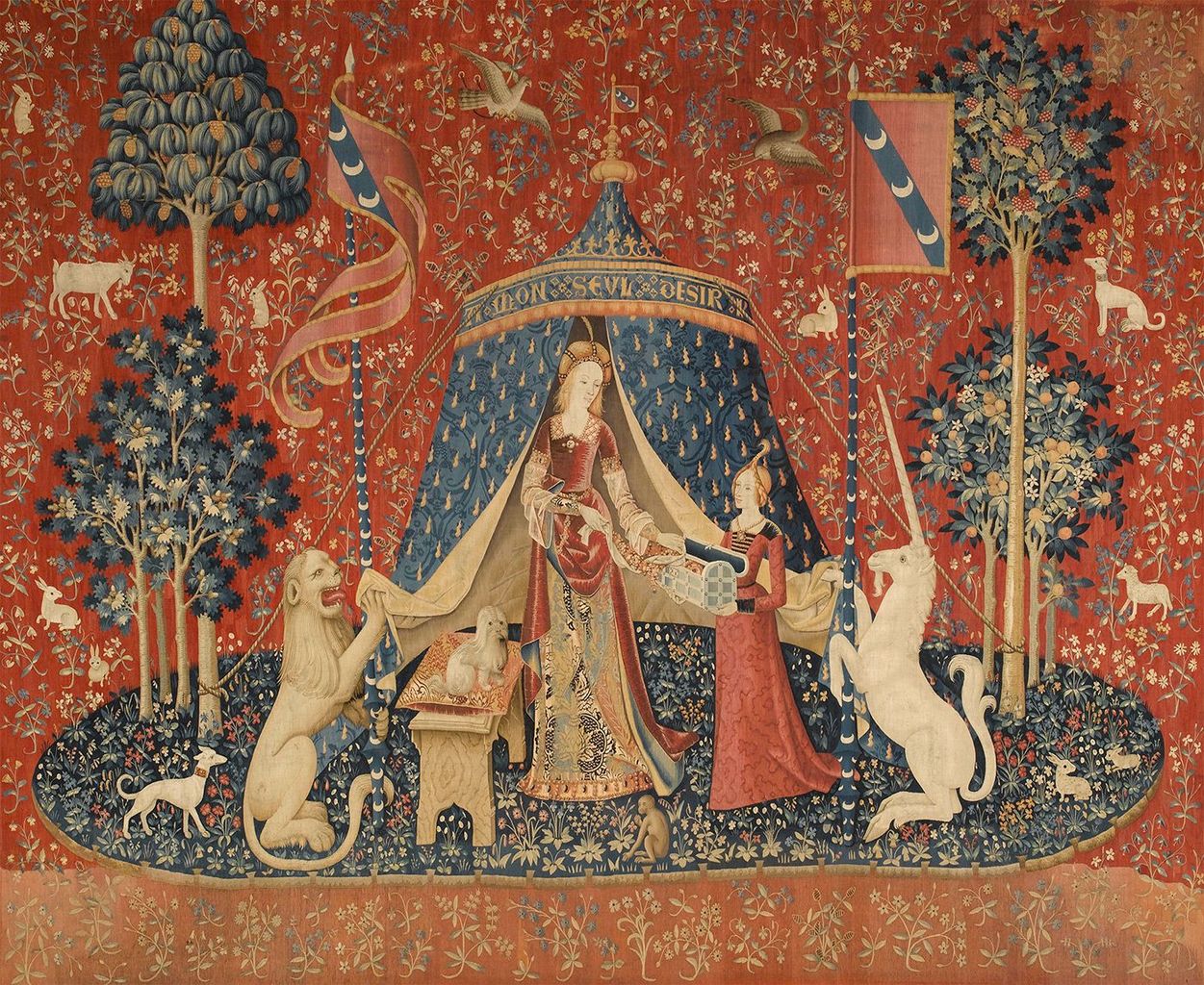 The Lady and the Unicorn - http://www.tchevalier.com/unicorn/tapestries/desir.html#, Public Domain, https://commons.wikimedia.org/w/index.php?curid=2723771