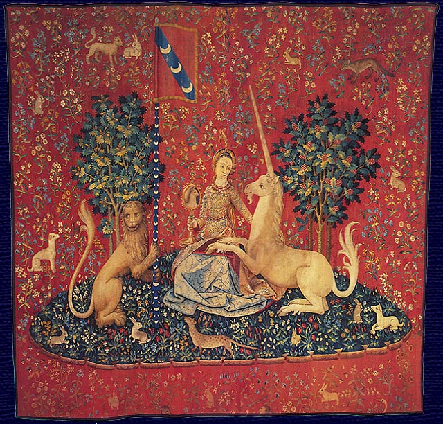 The Lady and the Unicorn: Sight. Source https://commons.wikimedia.org/wiki/File:The_Lady_and_the_unicorn_Sight.jpg