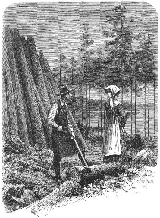 A Swedish forest spirit visiting a charcoal burner. Illustration by Per Daniel Holm, from Svenska folksägner, Herman Hofberg (1882), Public Domain. https://commons.wikimedia.org/w/index.php?curid=300172