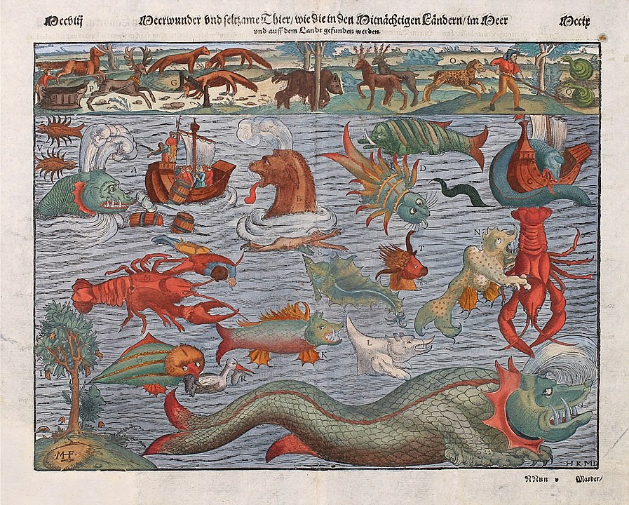 Sea monsters in the sea, from the Carta Marina